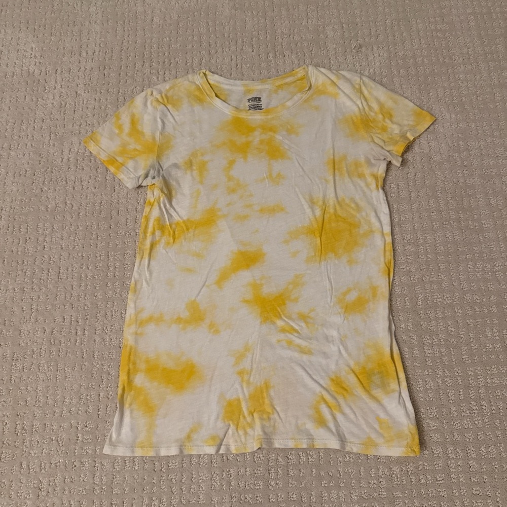 PINK Victoria's Secret Yellow Tie-Dye Tee